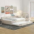 thumbnail image 3 of ARCTICSCORPION Wood Full size Upholstered Daybed with Trundle Beige, 3 of 9