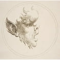 thumbnail image 2 of Gaetano Piccini 15x15 Gold Ornate Wood Frame and Double Matted Museum Art Print Titled - Grotesque Head with a Bulging Forehead Looking to the Right Within a Circle (1727), 2 of 4