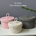 thumbnail image 2 of Storage Basket Hand-woven Convenient Small Size  Snacks Debris Desktop Basket with Lid for Snacks, 2 of 10