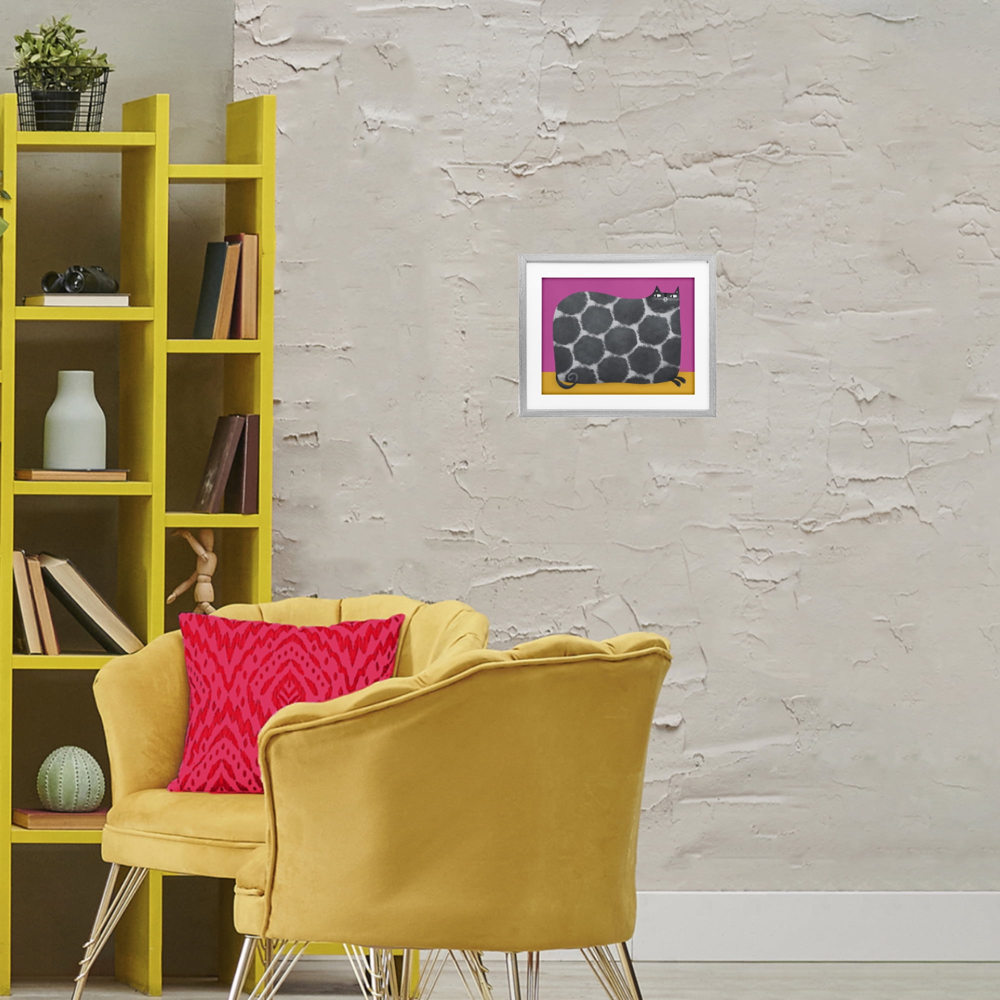 Stupell Industries Big Spots on Cat Gray Framed Print Under Glass, design by Gabriela Avila