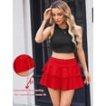 thumbnail image 3 of otnbgsr Women's Y2K Ruffle Mini Skirt, Pleated Layered Short Skirt with Adjustable Drawstring Waist, Casual Fashion Bottoms, 3 of 12
