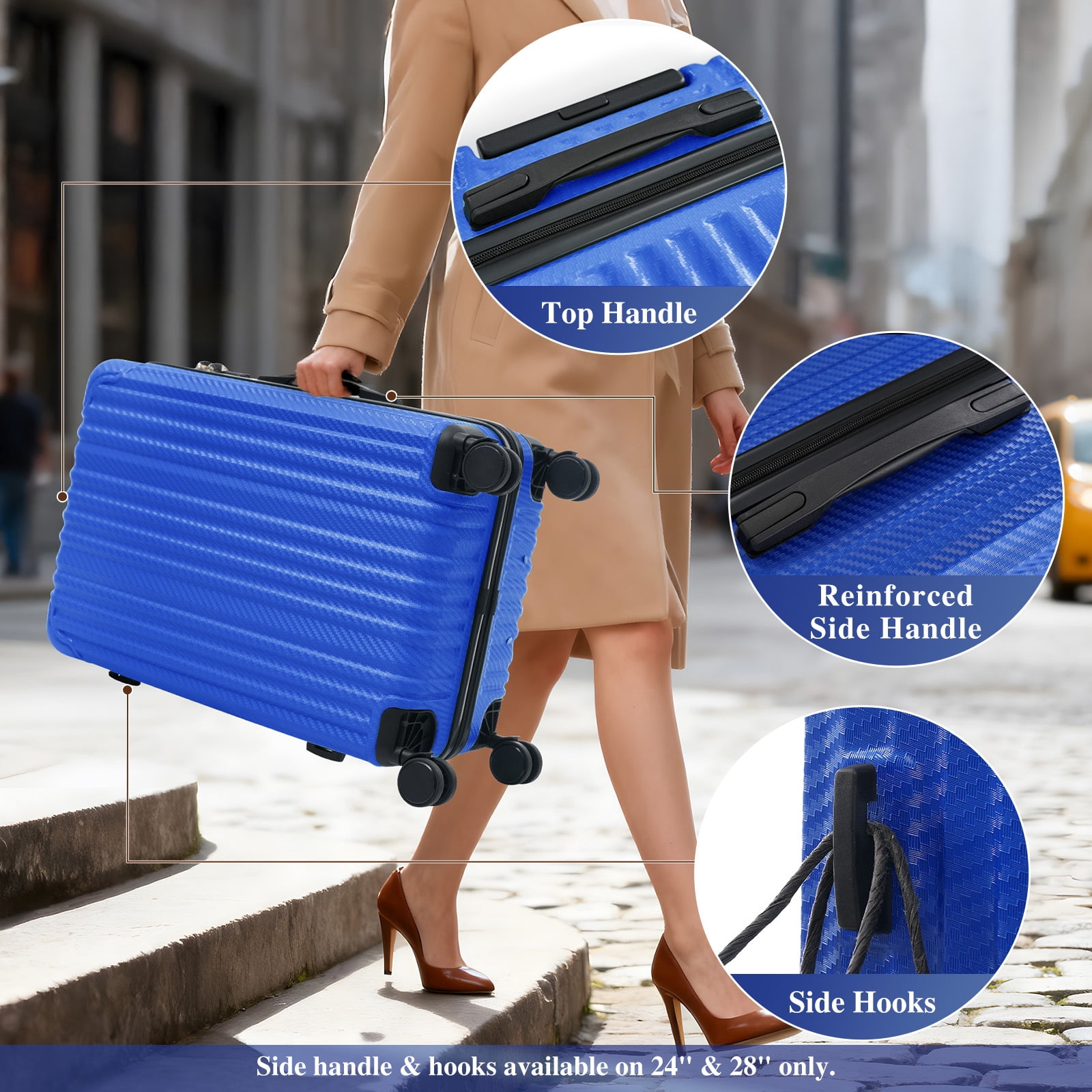 Euroco 6-Piece Luggage Sets, ABS Hardshell Suitcase Set with Spinner Wheels and TSA Lock,Lightweight Carry-On & Checked Luggage for Family Travel,Royal Blue
