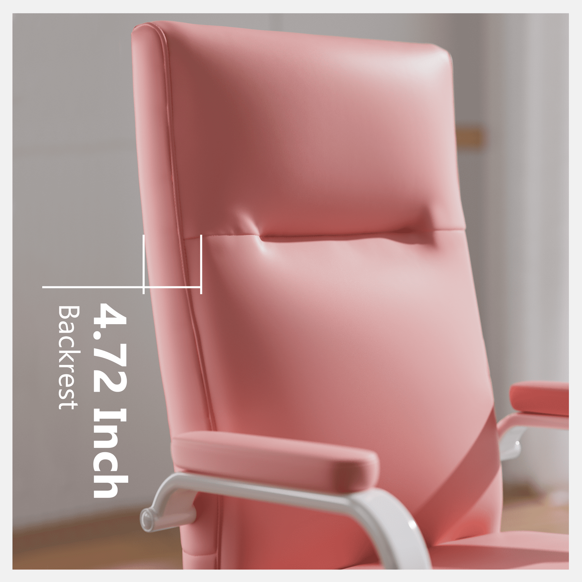Homezeer Pink Ergonomic High Back Desk Chair with Adjustable Height, Wheels, Leather Office Chair for Girls