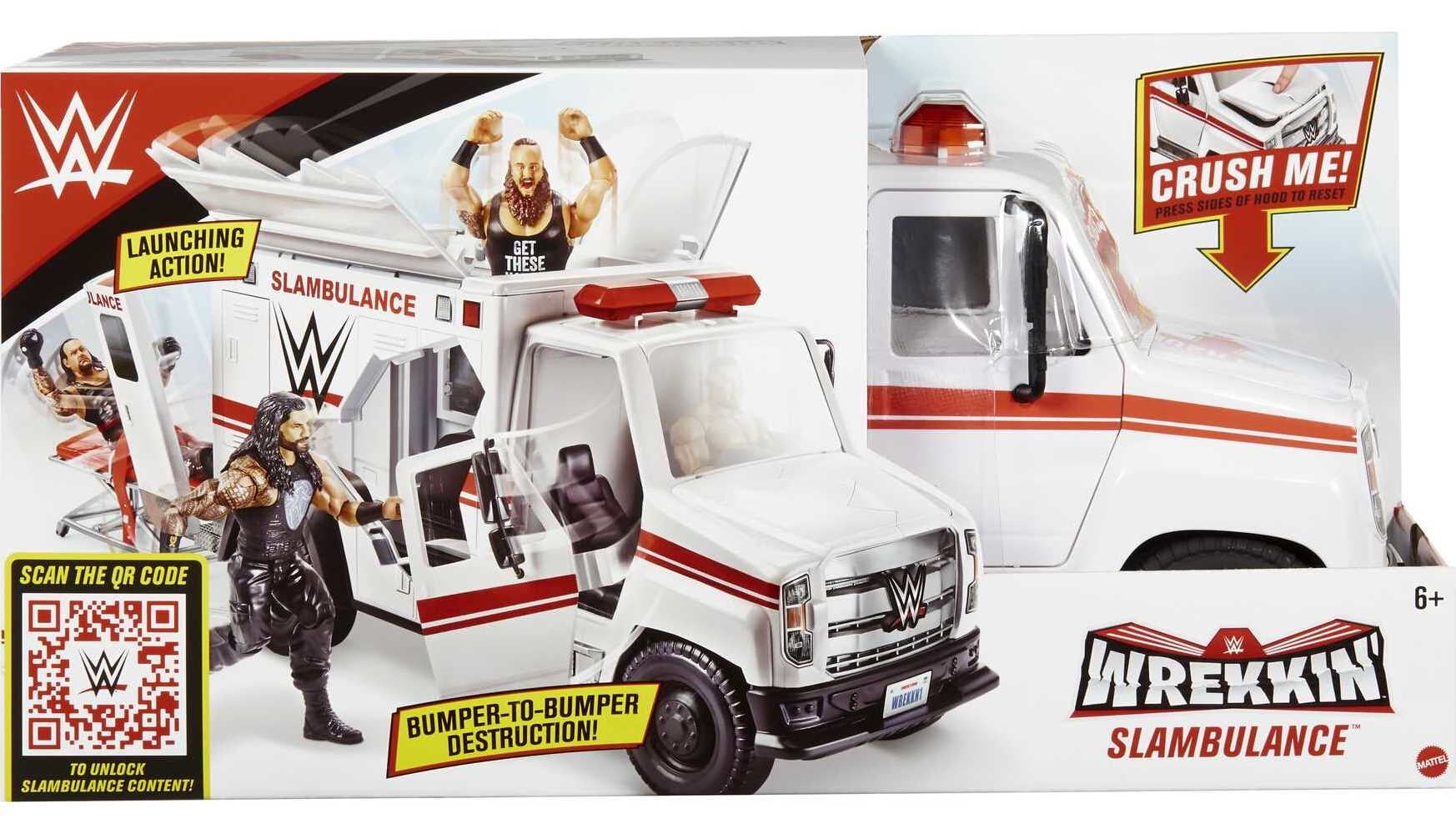 WWE マテル　アンビュランス　救急車 Amazon.co.jp: WWE Wrekkin' Slambulance Vehicle with Rolling