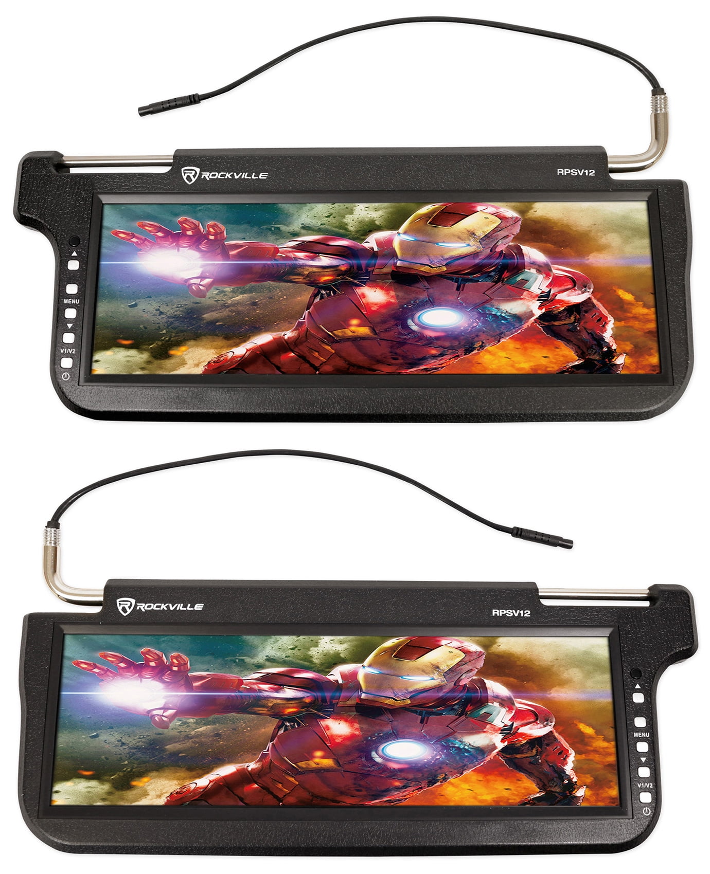 (2) Rockville RPSV12BK 12.1" Black Car Sun Visor Monitors/High