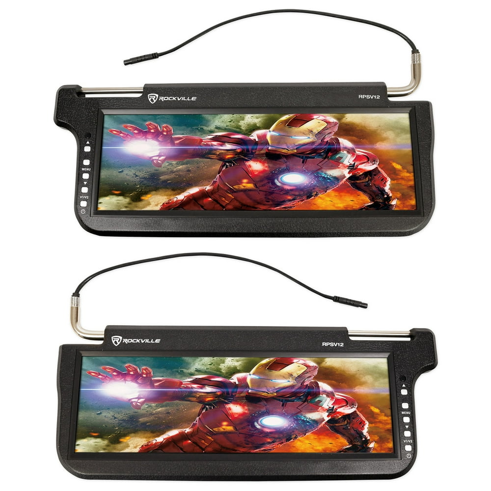 (2) Rockville RPSV12BK 12.1" Black Car Sun Visor Monitors/High