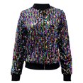 thumbnail image 4 of Veste de Baseball à Manches Longues avec Perles de Carnaval pour Femmes, Paillettes, Fermeture Éclair, Veste Décontractée Multicolore, 4 of 7