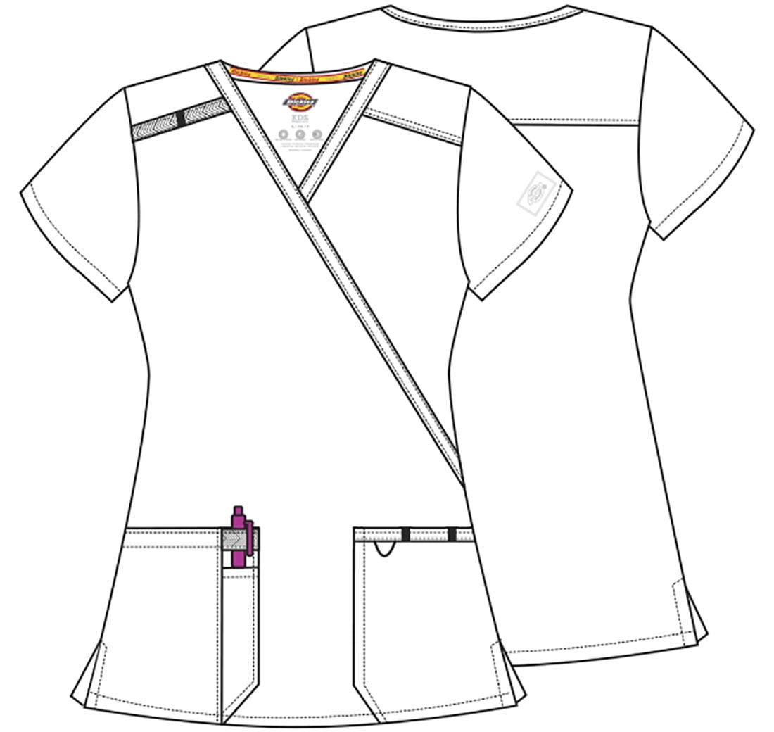 Dickies EDS Essentials Scrubs Top for Women Mock Wrap Plus Size DK625, 3XL, Navy