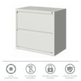 thumbnail image 5 of Hirsh 30 Inch Wide 2 Drawer Metal Lateral File Cabinet for Home and Office, Holds Letter, Legal and A4 Hanging Folders, White, 5 of 12