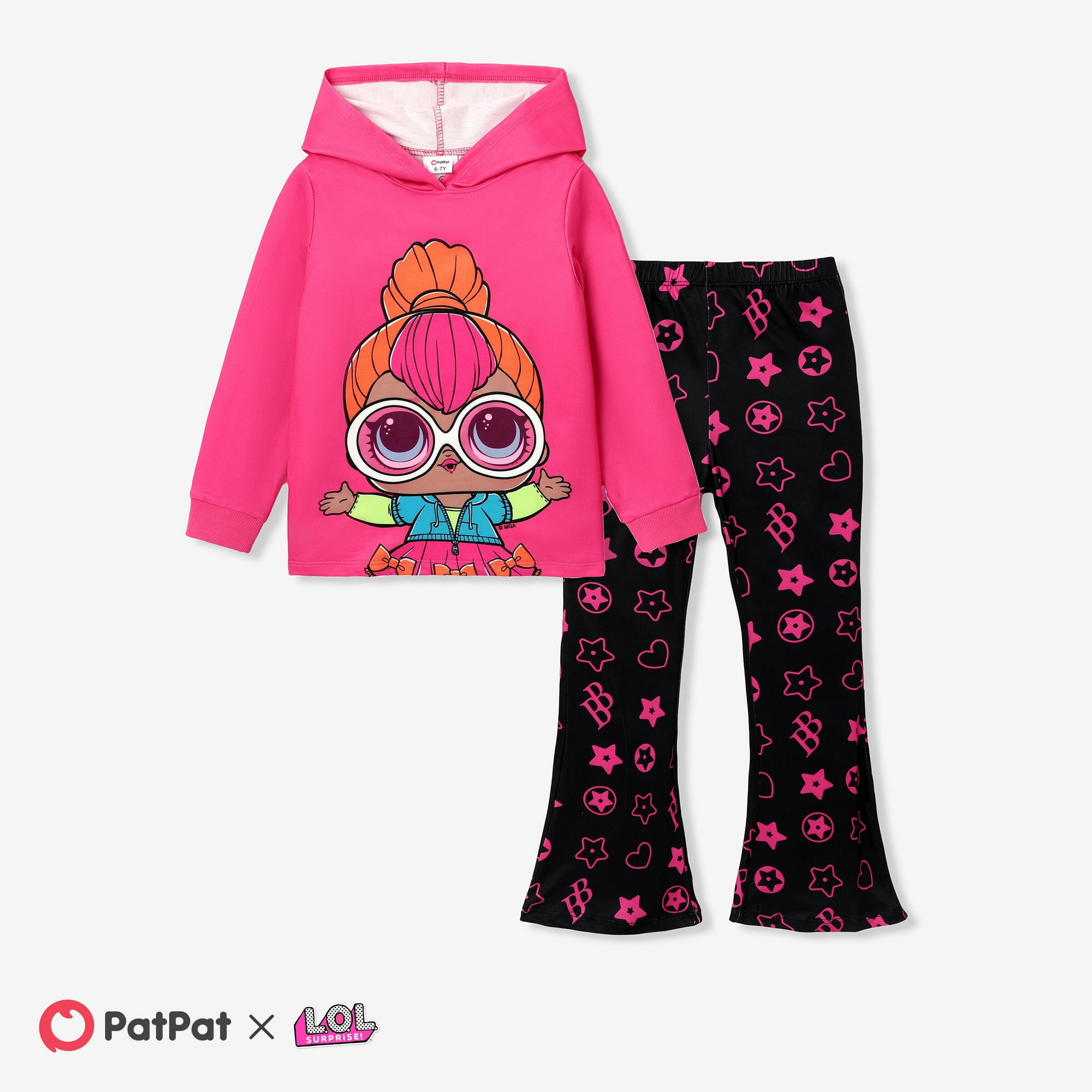 Surpries! Kids Girls 2pcs Characters Print Hoodie Sweatshirt