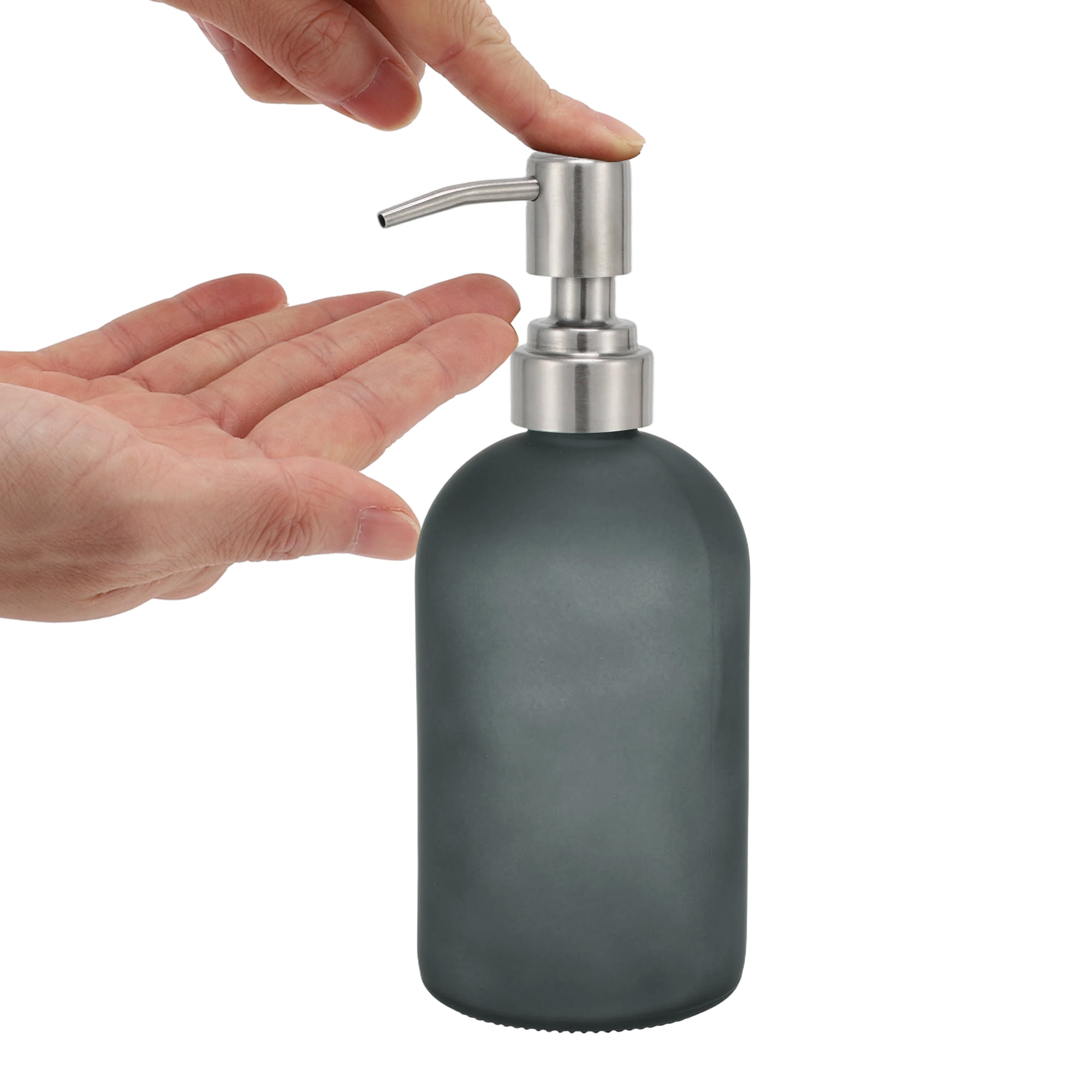 Unique Bargains 1 Pc Simple Cylindrical Soap Pump Dispenser for Hotel 400ml Gray Silver Tone