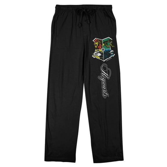 Harry Potter Hogwarts School Crest Men's Black Drawstring Sleep Pants-Medium