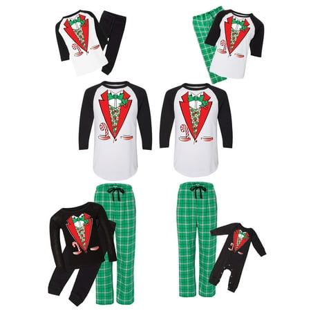 

Awkward Styles Matching Christmas Pajamas Set Green Tuxedo Family Sleepwear