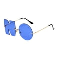 thumbnail image 2 of Gafas de sol sin letras para mujer y hombre, gafas sin marco, gafas de sol de verano para Azul oscuro, 2 of 9