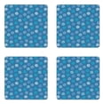 thumbnail image 1 of Floral Coaster Set of 4, Ornamental Repeated Flowers Colored in Baby Blue Pale Azur Blue and Sea Blue, Square Hardboard Gloss Coasters, Standard Size, Multicolor, by Ambesonne, 1 of 2