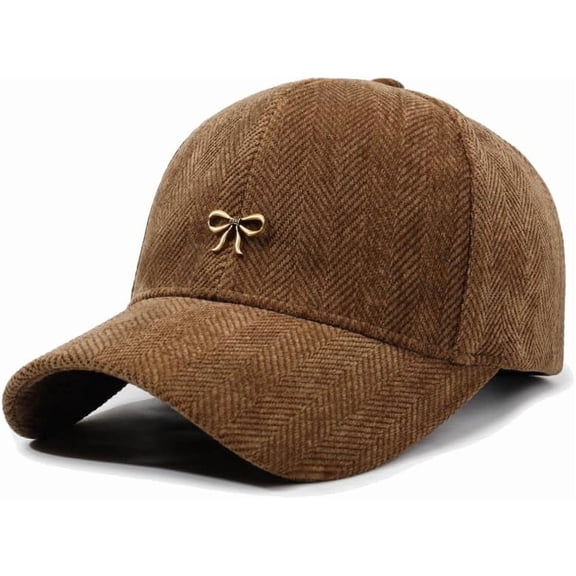 shanyuz Corduroy Baseball Cap for Women Chic Bow Tie Headwear Trucker Hats Outdoor