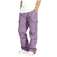 thumbnail image 4 of Besolor Kids Boys Cargo Pants Elastic Waisted Wide Leg Lightweight Breathable Teen Boy Outdoor Hiking Workout Trousers with Multi-pocket(15-16 Years,Purple), 4 of 7