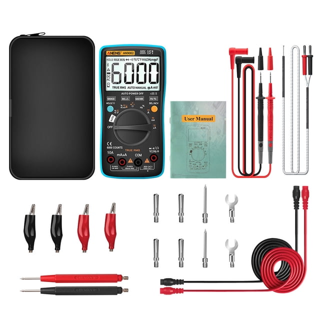 ANENG-AN9002 6000 Counts Multimeter LCD Auto-ranging Tester Resistance Temperature Capacitance Detector Electrical Meter Blue