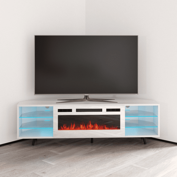Austin WHEF Corner Fireplace TV Stand for TVs up to 70", Modern High