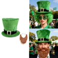 thumbnail image 2 of Shamrock Leprechaun Homburg Vacation Top Hat Green Panama Hat Porkpie Hat Surprise Gift Holiday Costume Accessory D, 2 of 4