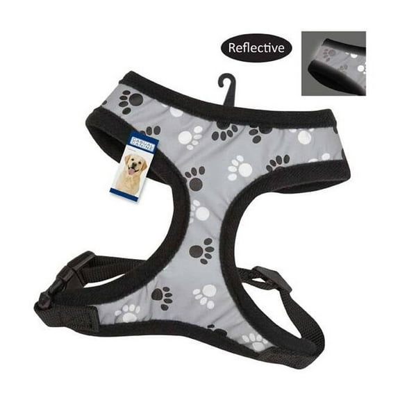 Casual Canine CC Reflective Pawprint Harness S Blk