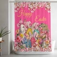 thumbnail image 5 of Pink Spring Easter Long Shower Curtain Set, Waterproof Shower Curtains for Bathroom, Bunny Eggs Floral Botanical Washable Fabric Cloth Bath Curtain for Bathtub Decoration with Hooks 72x84 Inches, 5 of 9