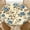Cream Blue Floral, variant on ARTSLION Elastic Tablecloth For Round Tables, Waterproof Tablecover For Up To 52in Round Table, Dining Tablecover For Indoor And Outdoor, Holiday, Denim Plaid