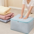 thumbnail image 1 of Satin Quilt Storage Bag Large Capacity Organizer | Durable Polyester with Transparent Window | Reinforced Handles Two-Way Zipper | Foldable Washable Storage for Blankets Comforters 54x42x30cm, 1 of 6