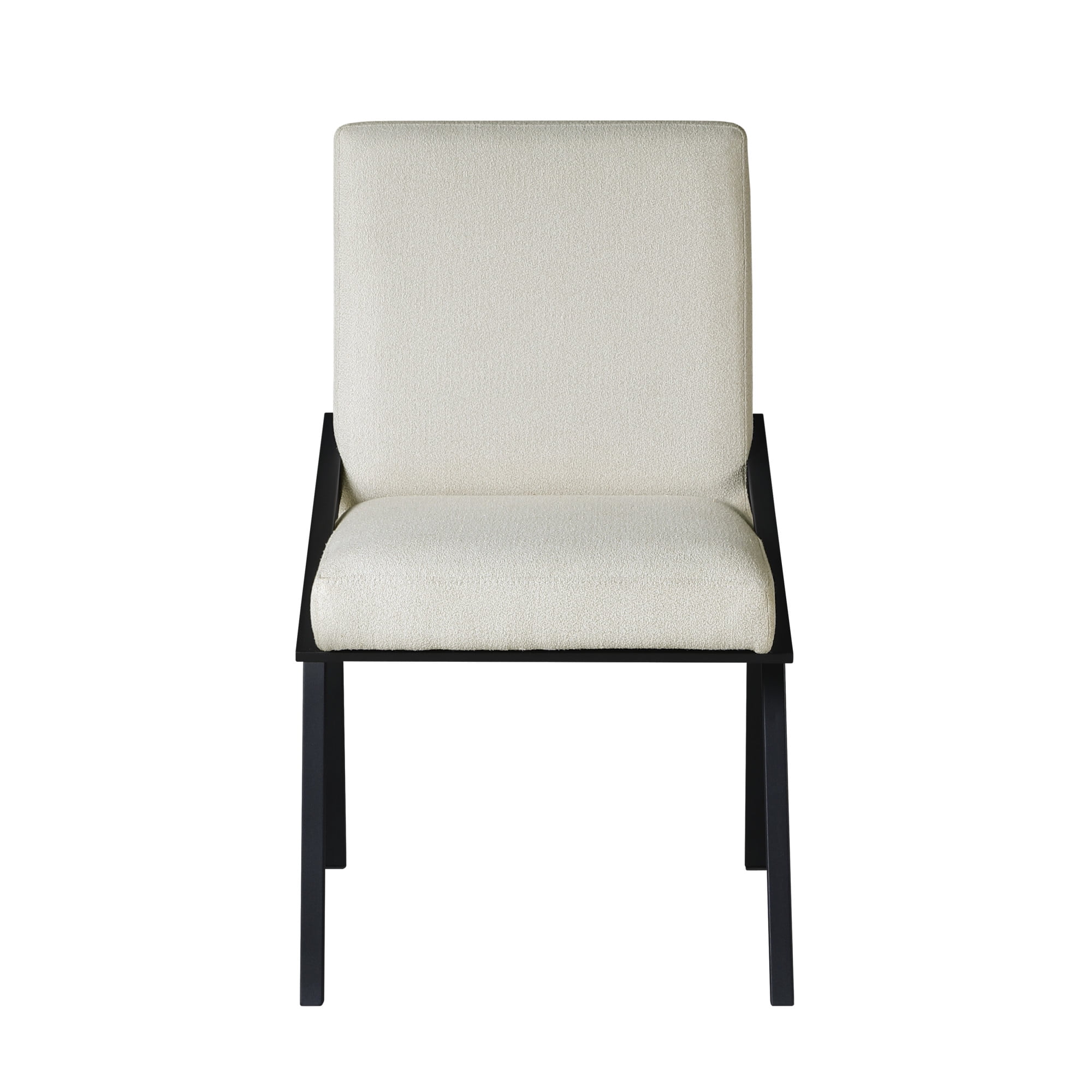 Weston Home Bedford Black Finish Metal Ivory Fabric Dining Chair, Set of 2