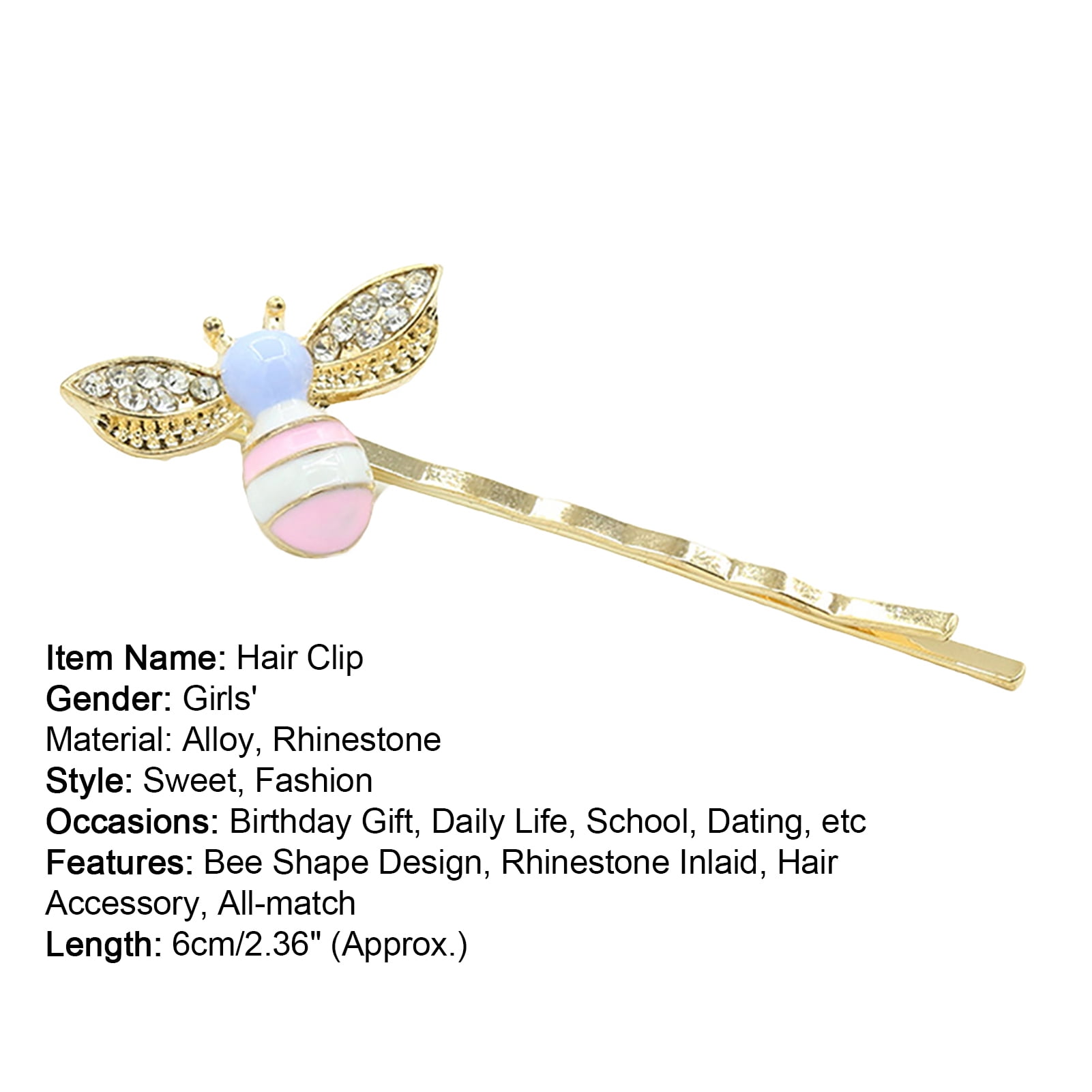 HK Bee Rhinestone Inlaid Hair Clip Accessory Party Barrette Girl Sweet Hair FJ