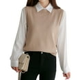 thumbnail image 5 of jinghuiyue Womens Sleeveless Sweater Vest Crew Neck Pullover Vests Business Office Ribbed Knitwear Uniform Tops M, 5 of 9