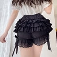 thumbnail image 4 of Womens Girls Layered Ruffled Lace Pumpkin Shorts Japanese Vintage Victorian Cute Bowknot Bloomers Safety Under Pant, 4 of 9