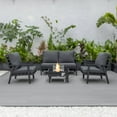 thumbnail image 2 of LeisureMod Walbrooke Modern Aluminum 5-Piece Patio Conversation Set with Outdoor Square Fire Pit Table & Side Table Tank Holder And Charcoal Cushions, 2 of 19