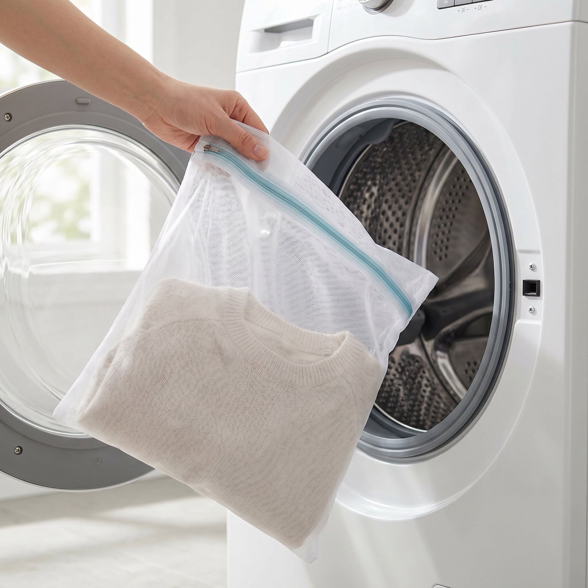 Unique Bargains 4Pcs Durable Mesh Laundry Bags with Zipper Closure White B