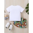 thumbnail image 4 of Infant Toddler Baby Boy Clothes Set 18M 2Y Two Wild Animal Print Short Sleeve T-Shirt Tops Elastic Waist Shorts Outfits, 4 of 10