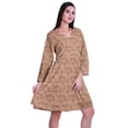 thumbnail image 3 of Moomaya Designer Printed Short Flared Dress Full Sleeve Velvet Tunic Dresses For Women, 3 of 7