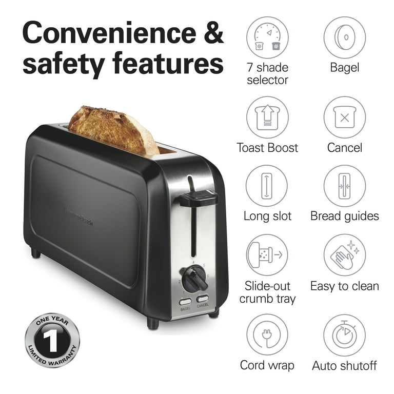 Hamilton Beach Long-Slot Toaster, 2 Slice Capacity, Slim