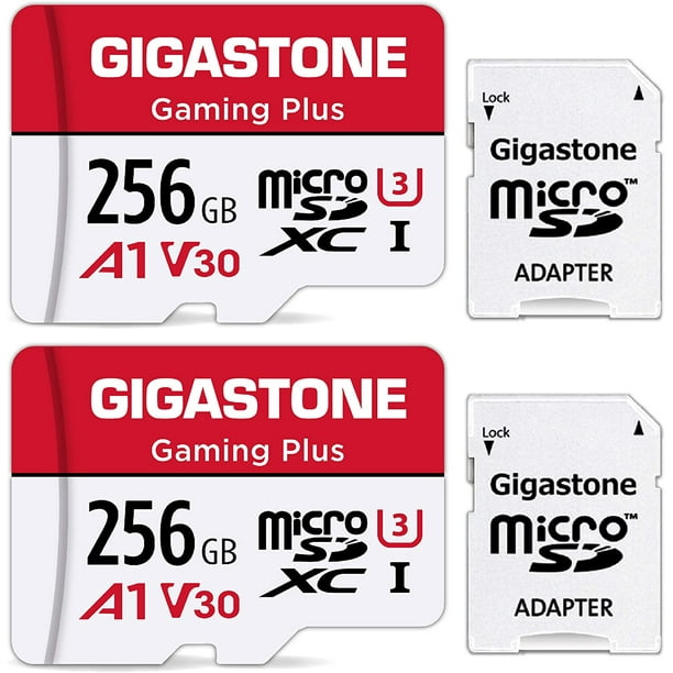 Gigastone Lot de 2 cartes Micro SD 256 Go avec adaptateur, U1 C10 classe  10, Full HD disponible, carte mémoire Micro SDXC UHS-I 