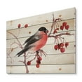 thumbnail image 2 of Designart 'Bullfinch Bird Sitting On A Branch' Traditional Print on Natural Pine Wood, 2 of 5