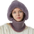thumbnail image 2 of Gorro de invierno con capucha de punto polar para mujer, con mascarilla para el cuello y la cara, gorro de invierno grueso para ciclismo y esquí al aire libre, 2 of 5