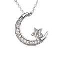 thumbnail image 1 of Collar para Mujer de Luna y Estrella con Zirconia Cúbica LuckyLy, Baño de Oro 14k o Rodio Color Plata plateado UNITALLA, 1 of 8