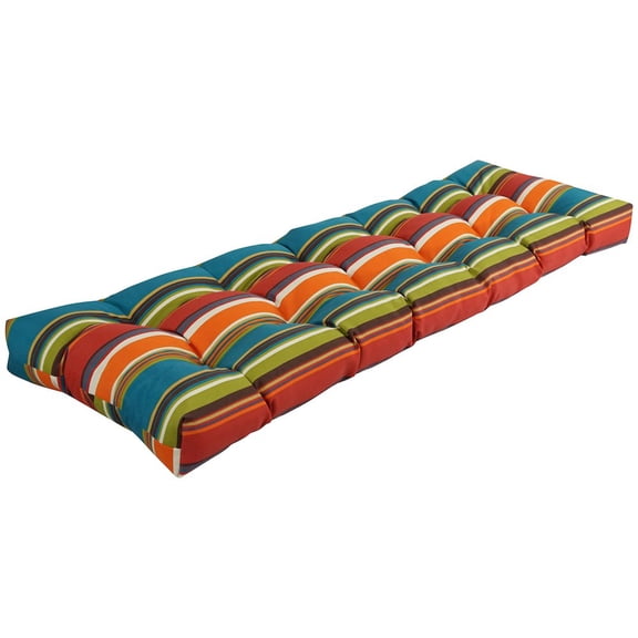 Blazing Needles 55-inch by 19-inch Tufted Patterned Outdoor Spun Polyester Loveseat Cushion