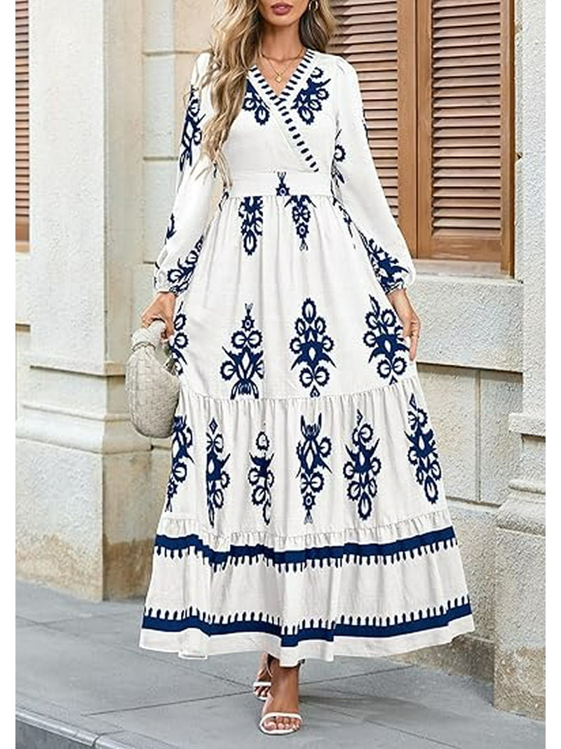 PRETTYGARDEN Women's Fall Wedding Guest Dresses Boho Floral Long Sleeve V Neck Flowy Elegant Maxi Dress Beach Clothes - Walmart.com PRETTYGARDEN Women's Fall Wedding Guest Dresses Boho Floral Long Sleeve V Neck Flowy Elegant Maxi Dress Beach Clothes - Walmart.com