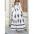 thumbnail image 2 of PRETTYGARDEN Women's Fall Wedding Guest Dresses Boho Floral Long Sleeve V Neck Flowy Elegant Maxi Dress Beach Clothes, 2 of 6