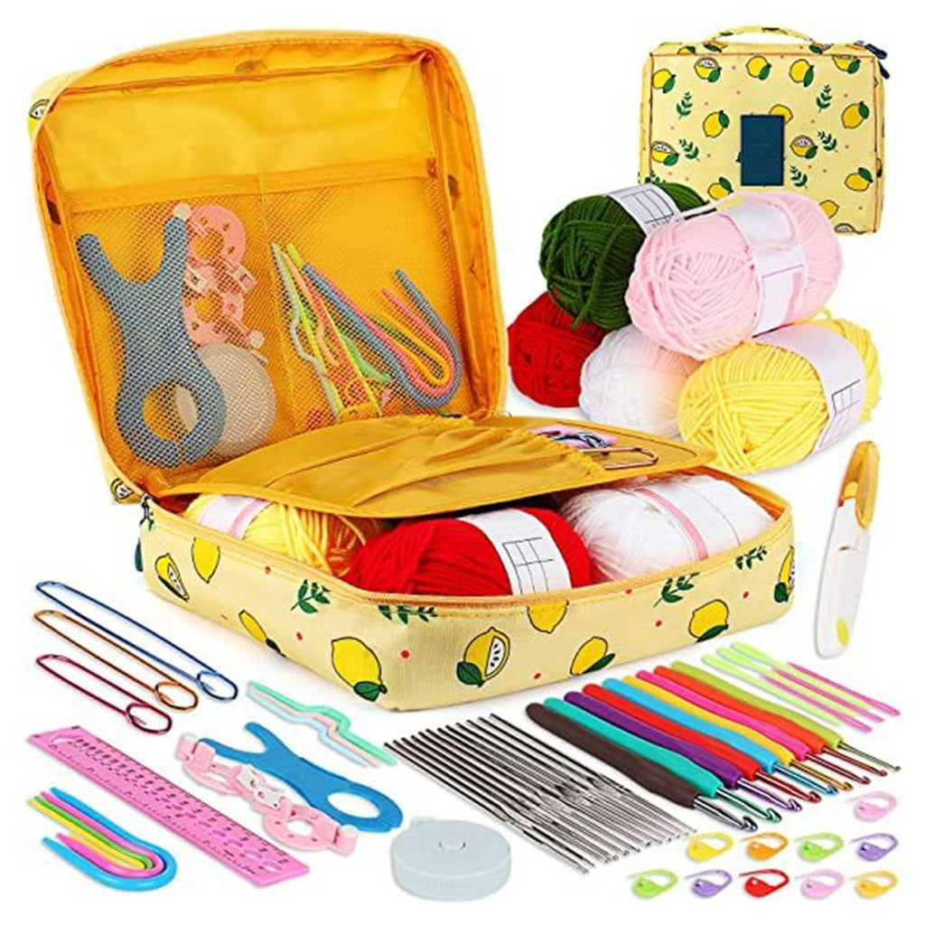 Crochet Hook Collection Featuring 58Pieces with Ergonomic Grips and Lightweight Aluminum Hooks Useful Gift for Mom, Kids