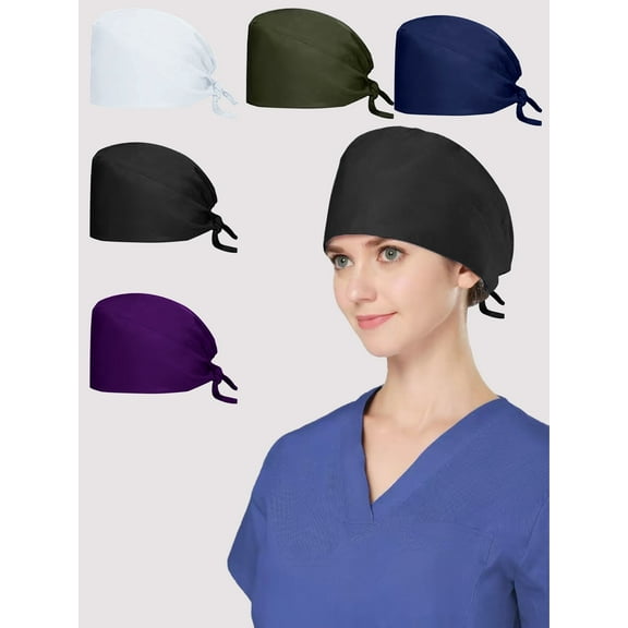 3 Pack Scrub Caps for Women's Ponytail Surgical Scrub Cap Functional Ponytail Holder for Long Hair