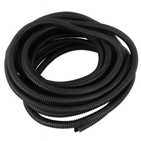 25 Ft Polyethylene Split Wire Loom Conduit Tubing, Black, Flexible, Ribbed, for Automotive