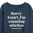 thumbnail image 3 of Instant Message - Sorry, I Can't, I'm Counting Stitches - Women's Lightweight French Terry Long Sleeve Shirt, 3 of 6