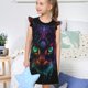 thumbnail image 4 of Balery Futuristic Cat Warrior Camisón de princesa para niñas, pijama de algodón con mangas abullonadas, suave y bonito.-XX-Large, 4 of 6