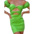 thumbnail image 1 of Franhais Women Summer Bodycon Dress, Off Shoulder Cutout Pleated Chest Short Sleeve One Piece, 1 of 5
